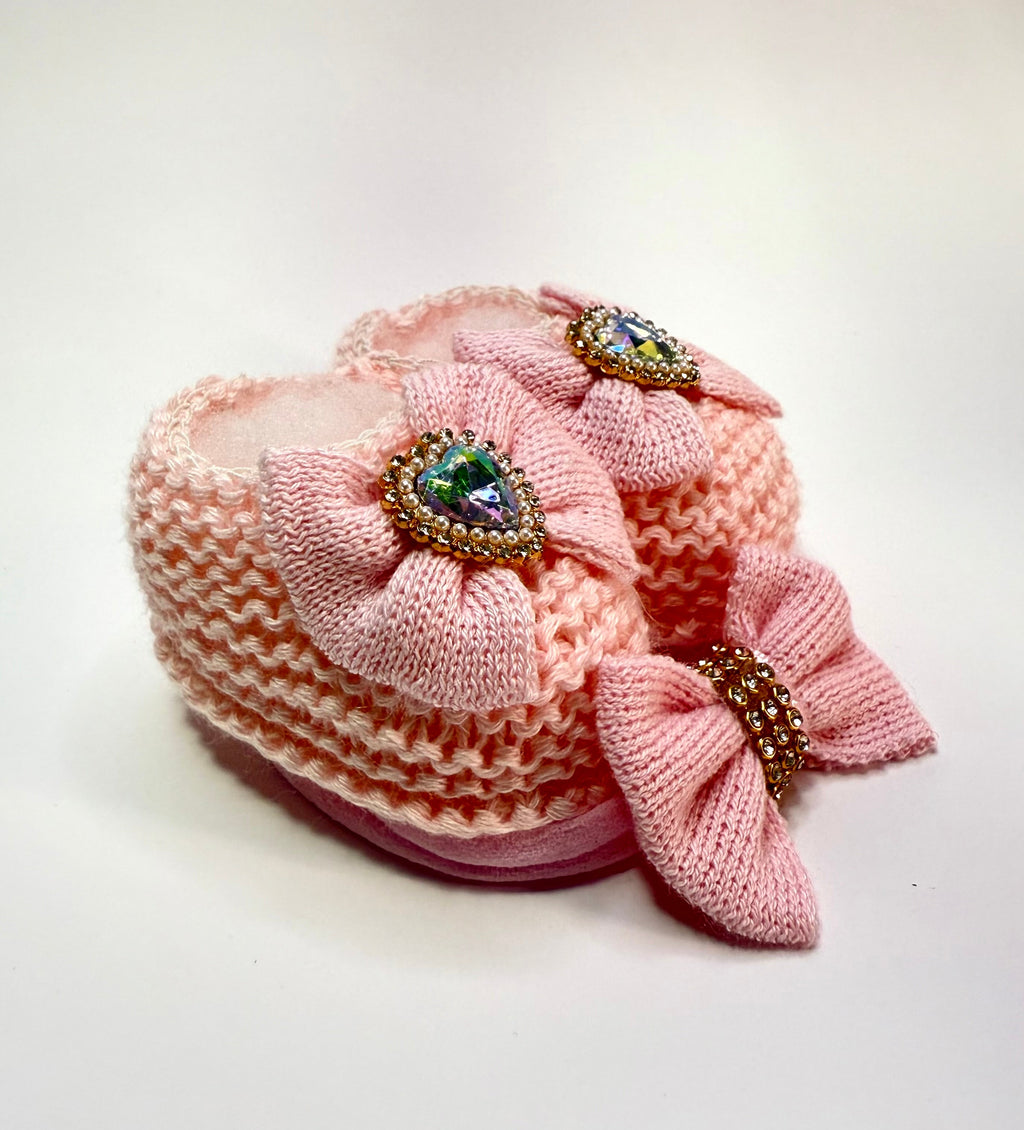 Kit Sapatinho+Lacinho Rosa Cano Curto