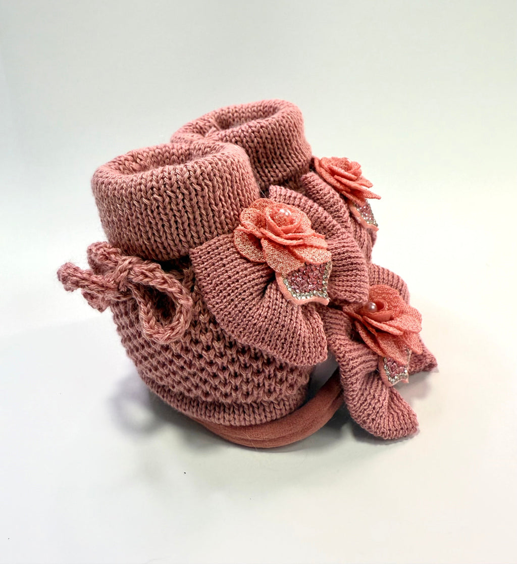 Kit Sapatinho+Lacinho Rosa Coração