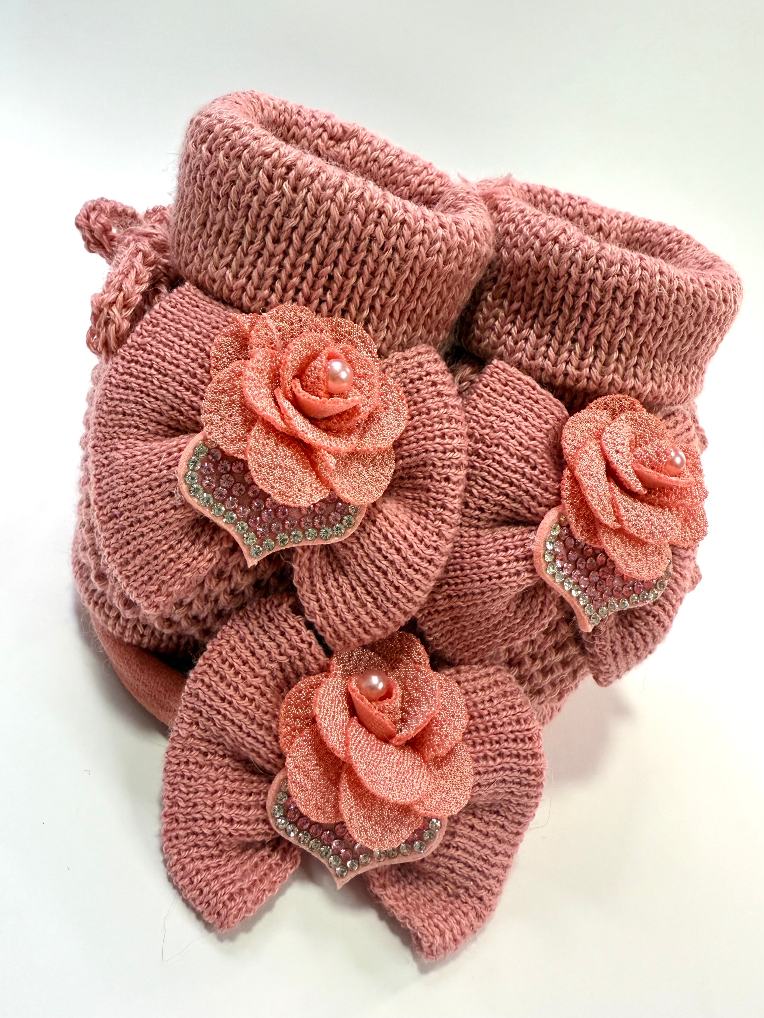 Kit Sapatinho+Lacinho Rosa Coração