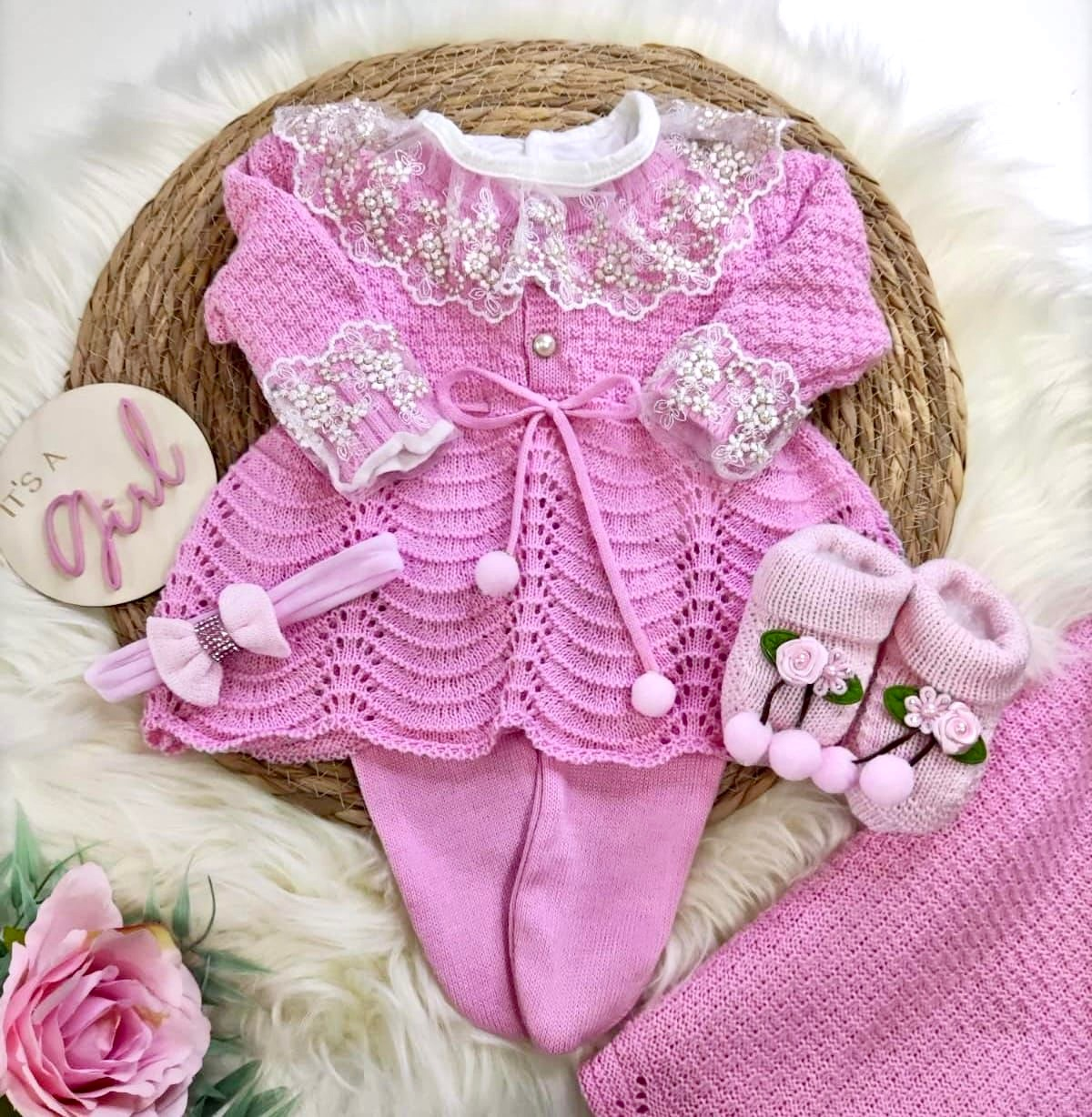 Saída de Maternidade Itália Rosa Chiclete