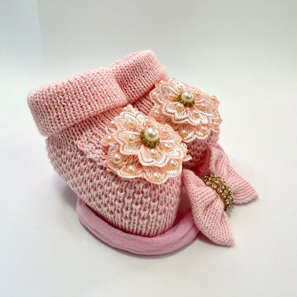 Kit sapatinho+Laçinho Rosa