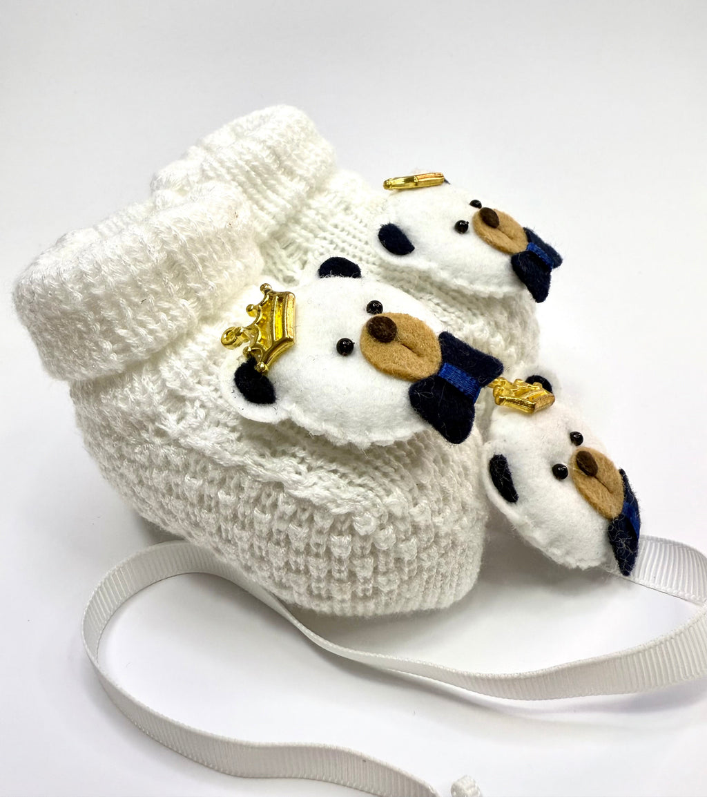 Kit Sapatinho+Prendedor Urso Coroa