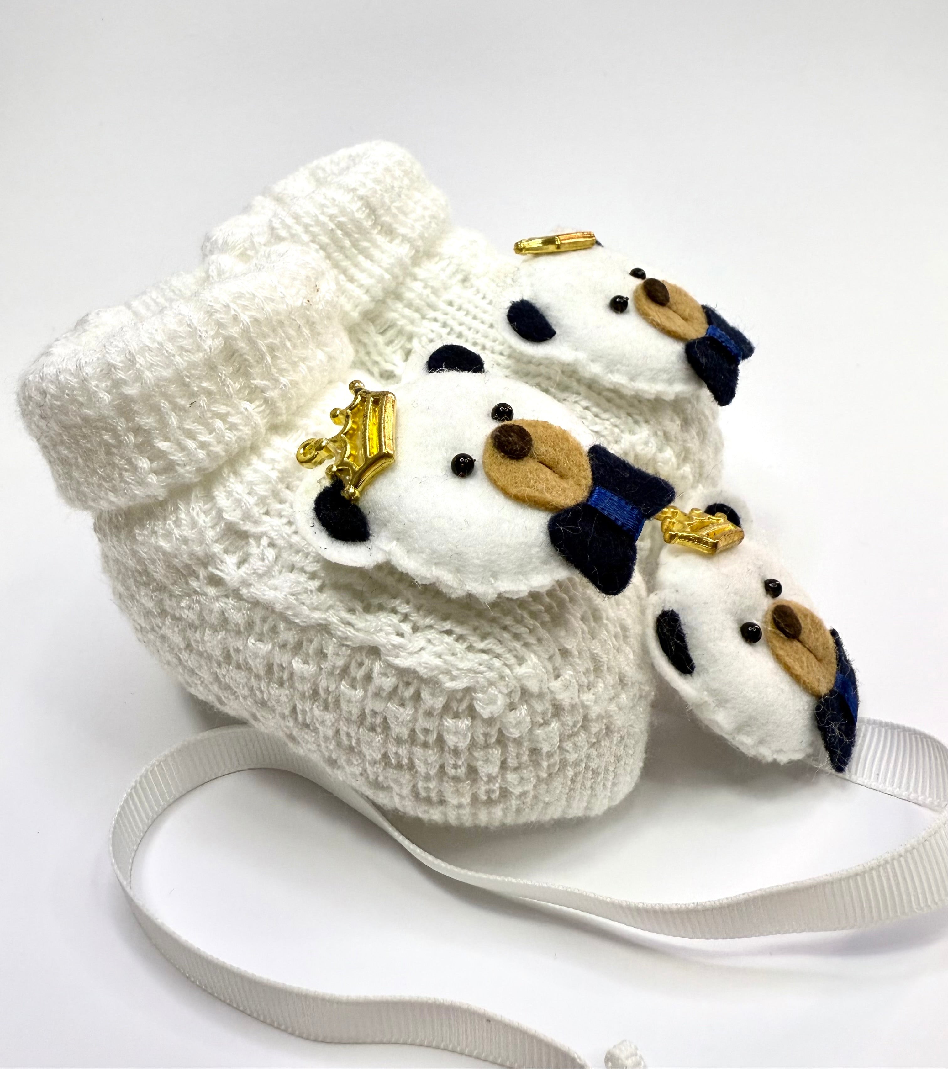 Kit Sapatinho+Prendedor Urso Coroa