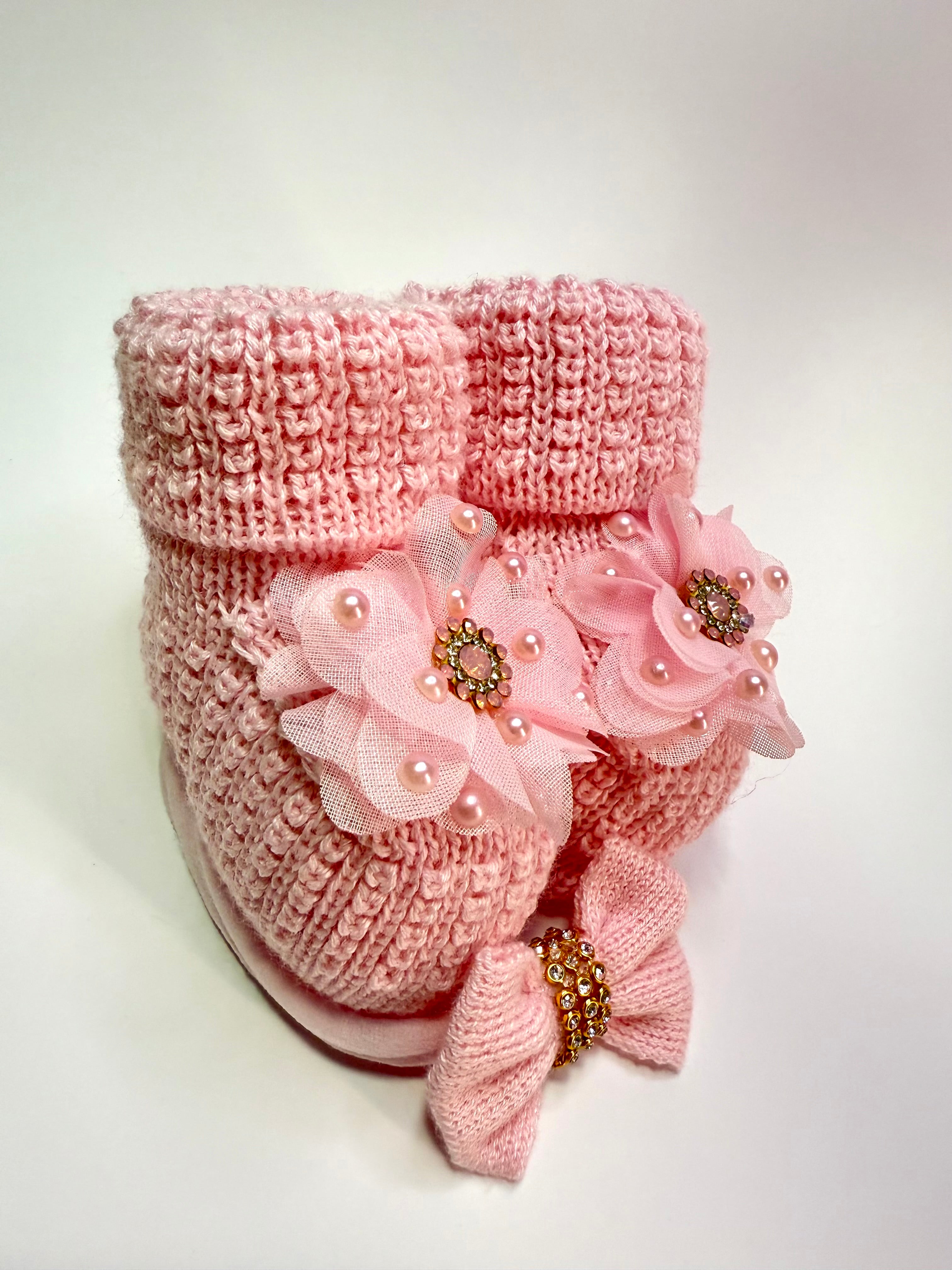 Kit Sapatinhos+Lacinho Rosa Bebê