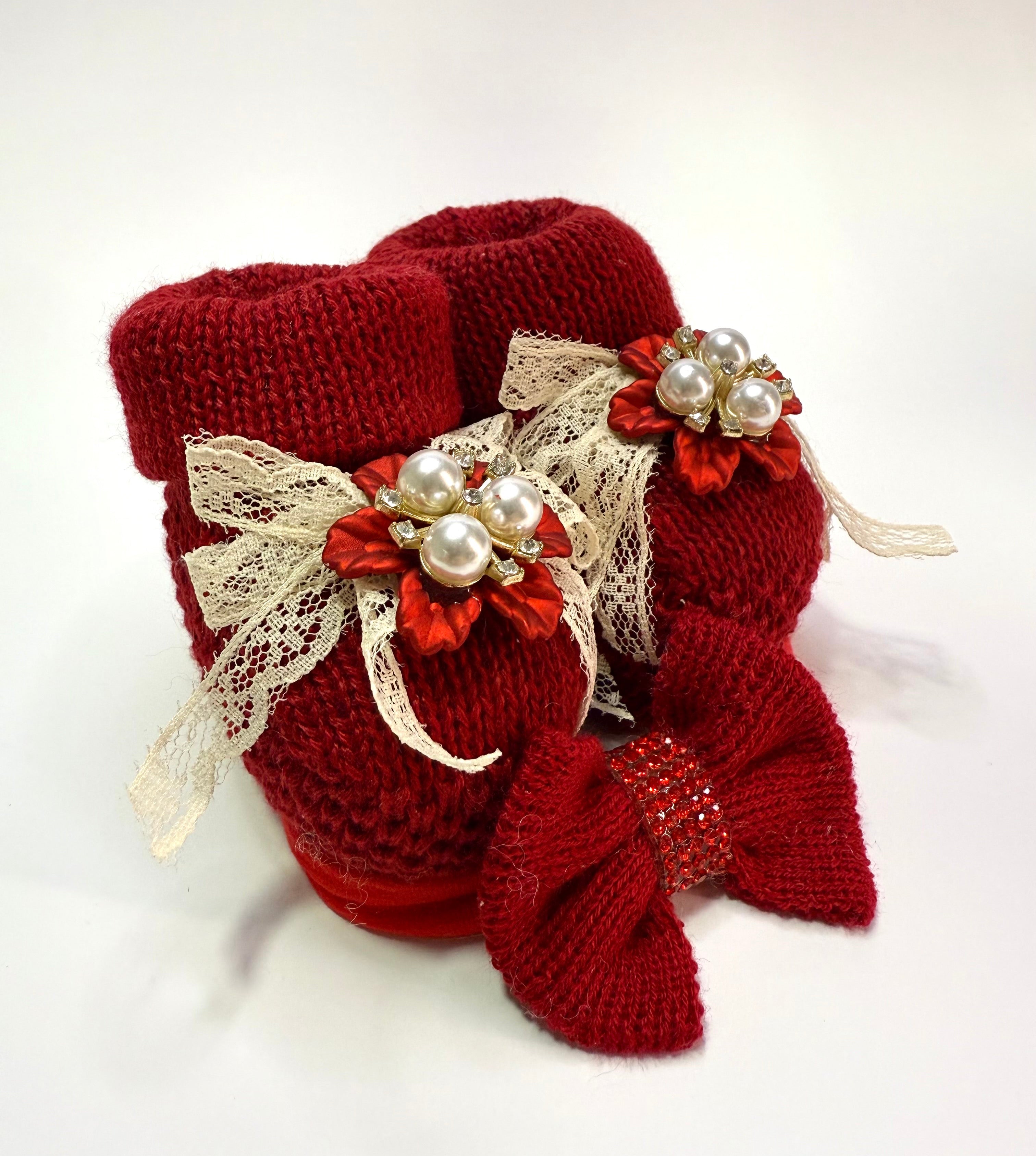 Kit Sapatinho+Lacinho 3 Flores