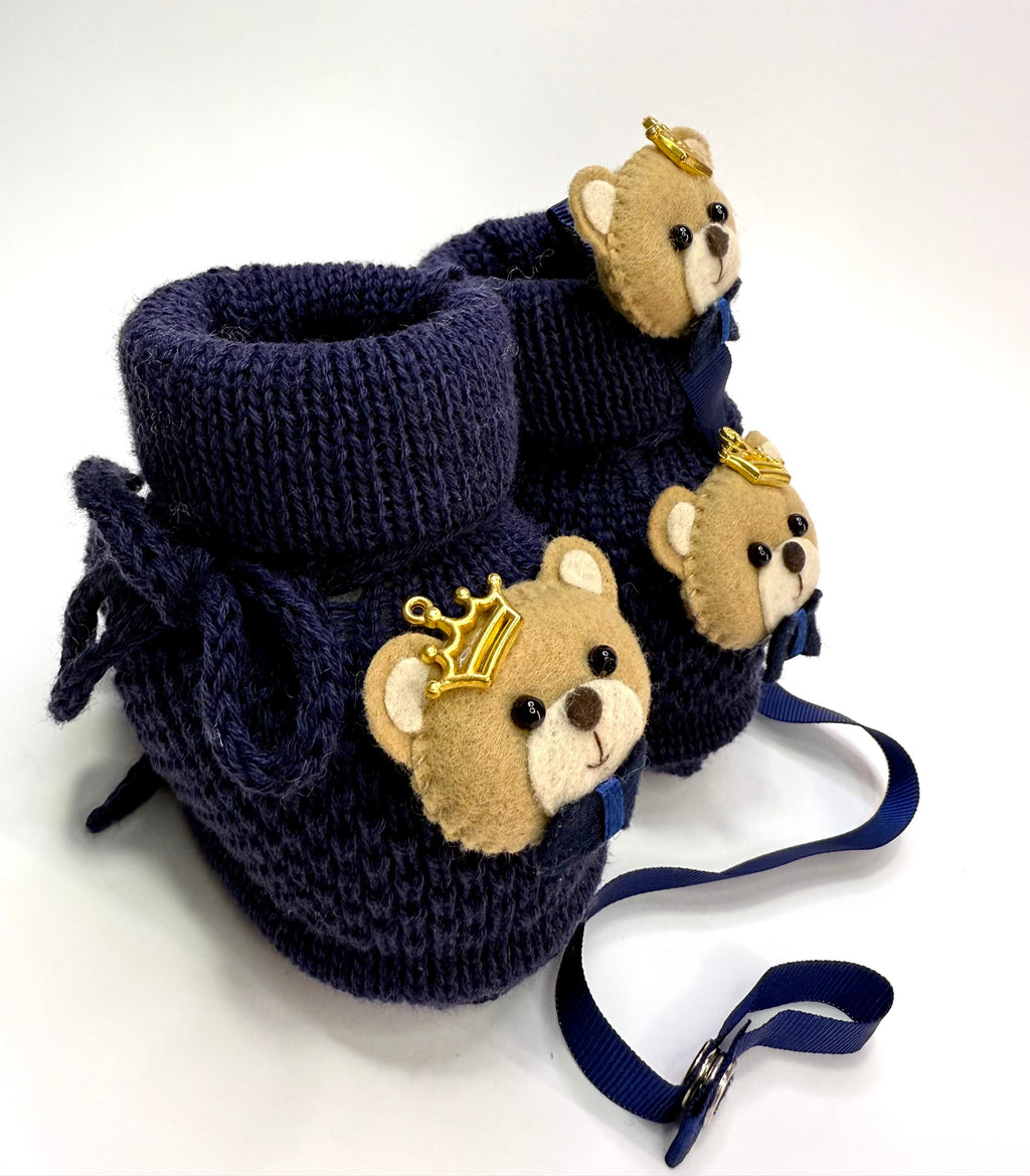 Sapatinho+Prendedor de Chupeta Urso Marinho