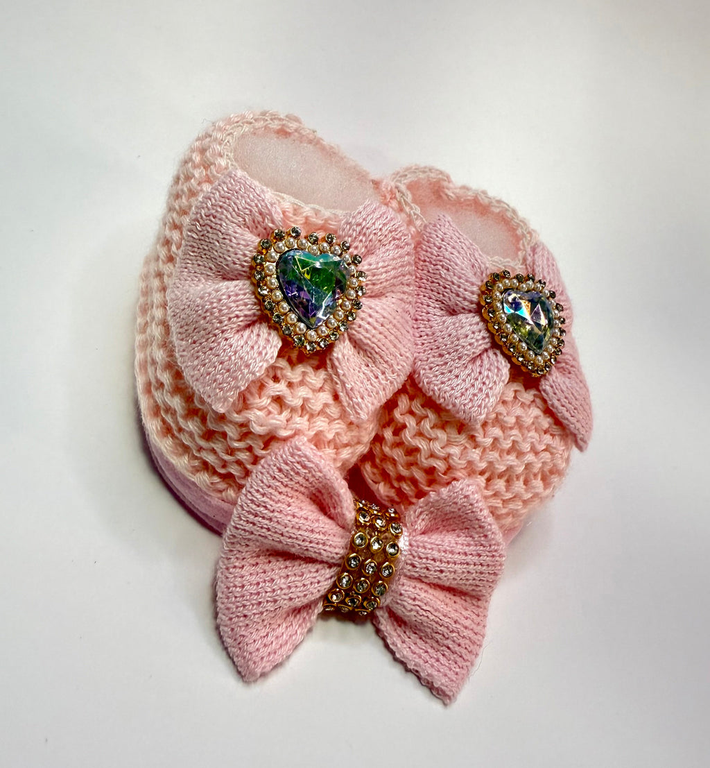 Kit Sapatinho+Lacinho Rosa Cano Curto