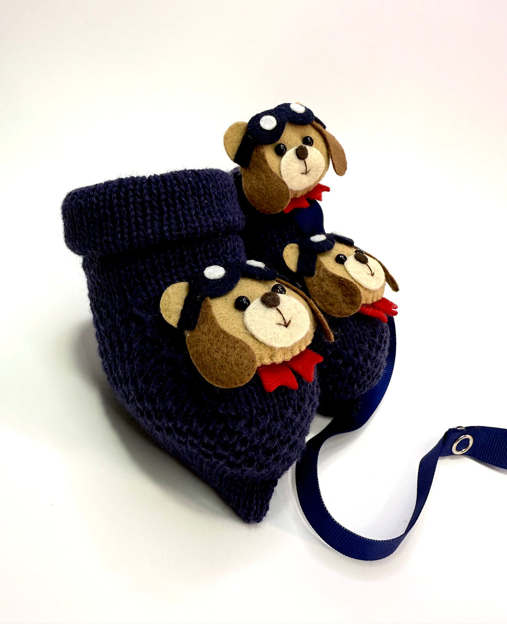 Kit Sapatinho+Prendedor de Chupeta Cachorrinho Marinho