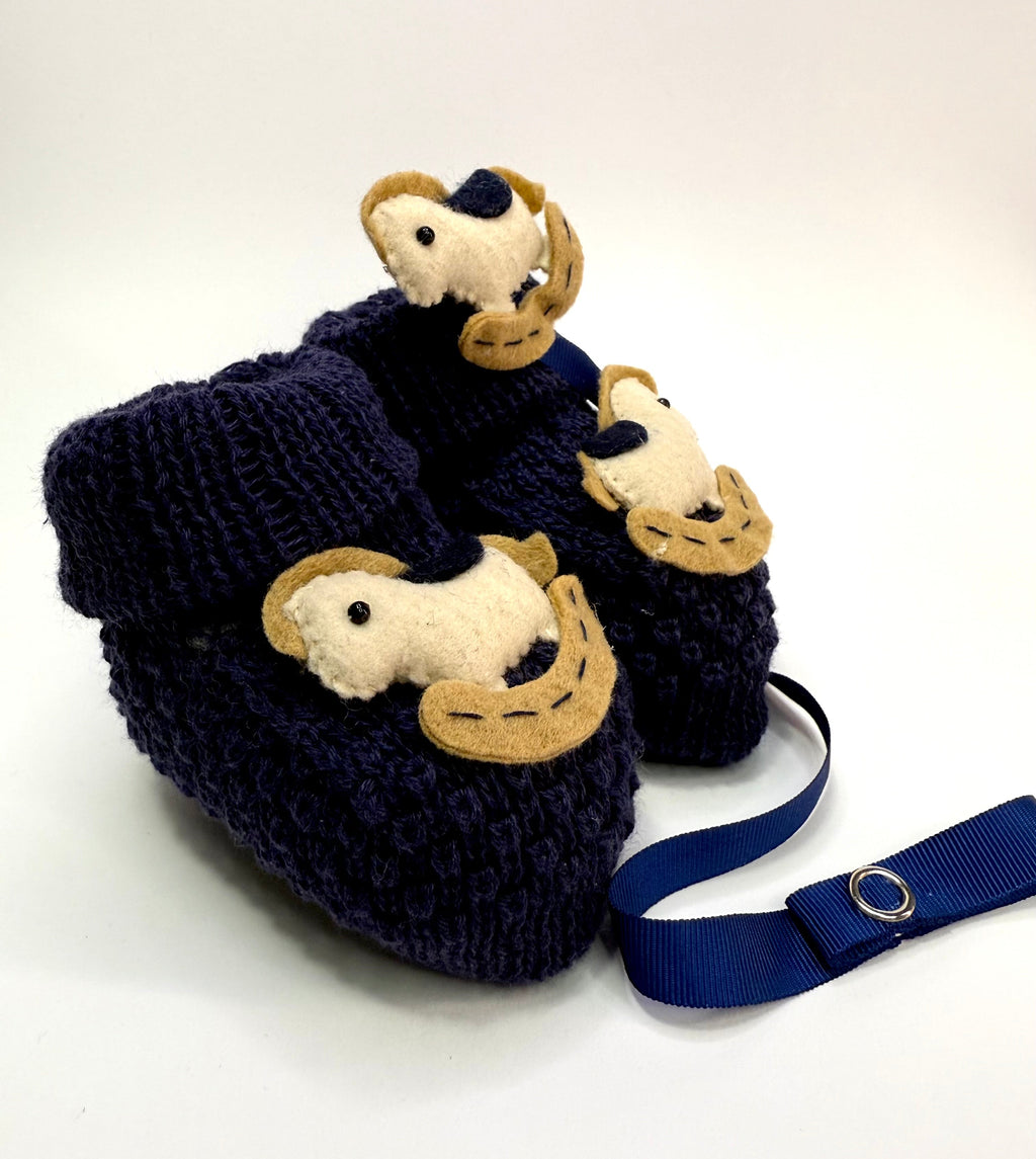 Kit Sapatinho+Prendedor de Chupeta Cavalinho Marinho