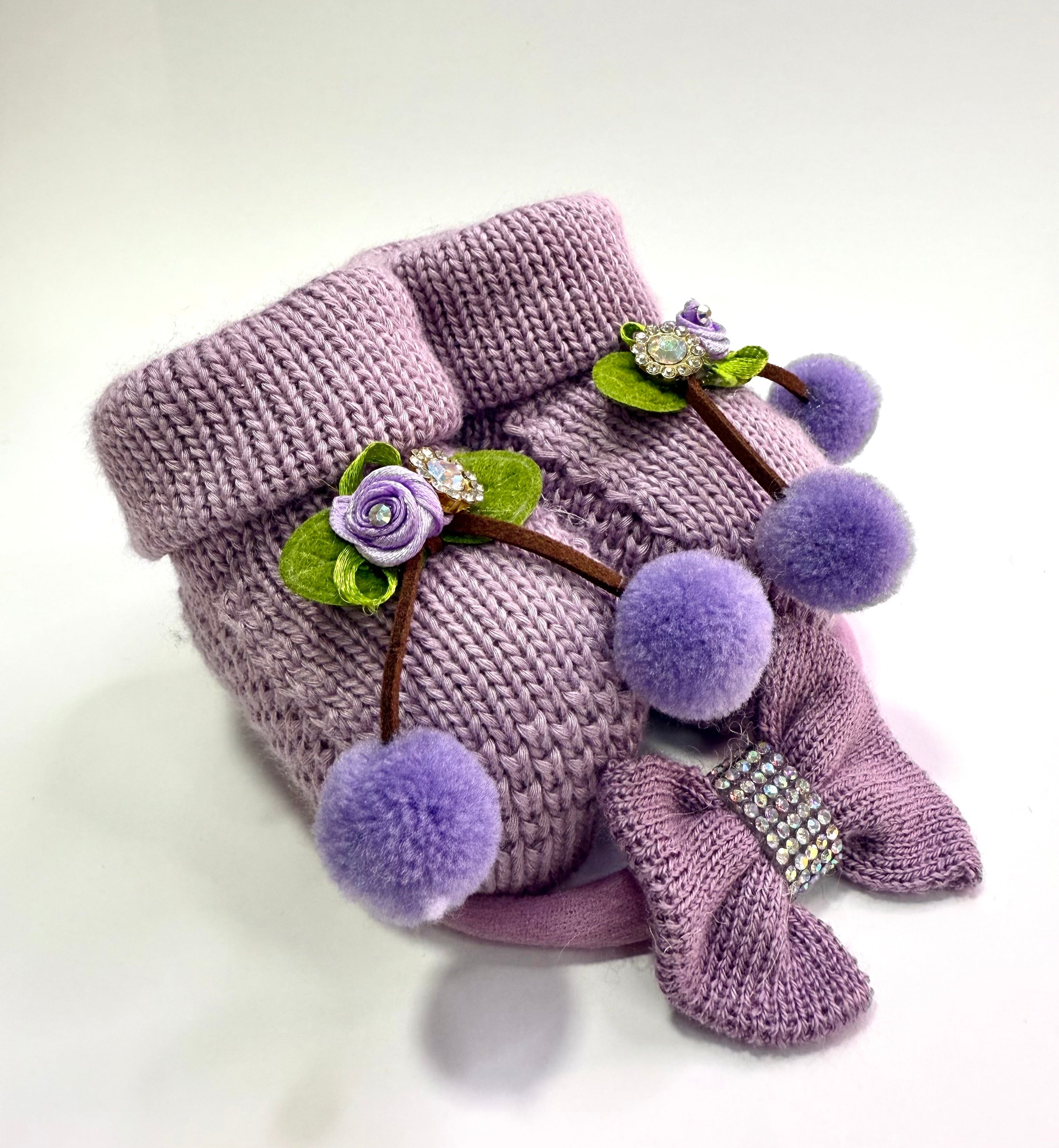 Kit Sapatinho+Lacinho Pompom