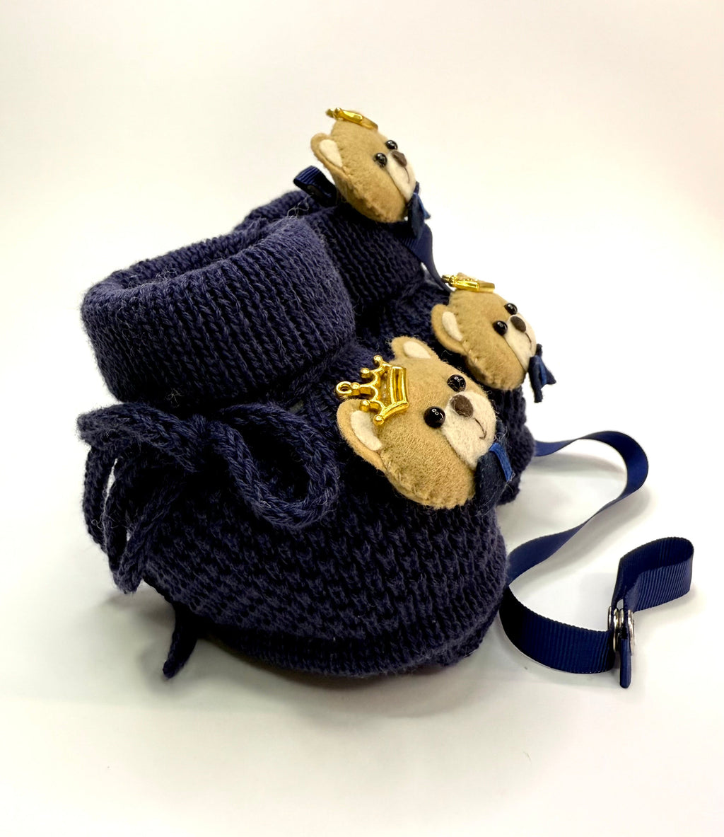 Sapatinho+Prendedor de Chupeta Urso Marinho