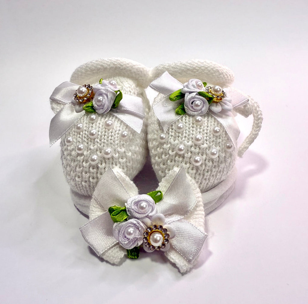 Kit Sapatinho+Lacinho Branco/Verde