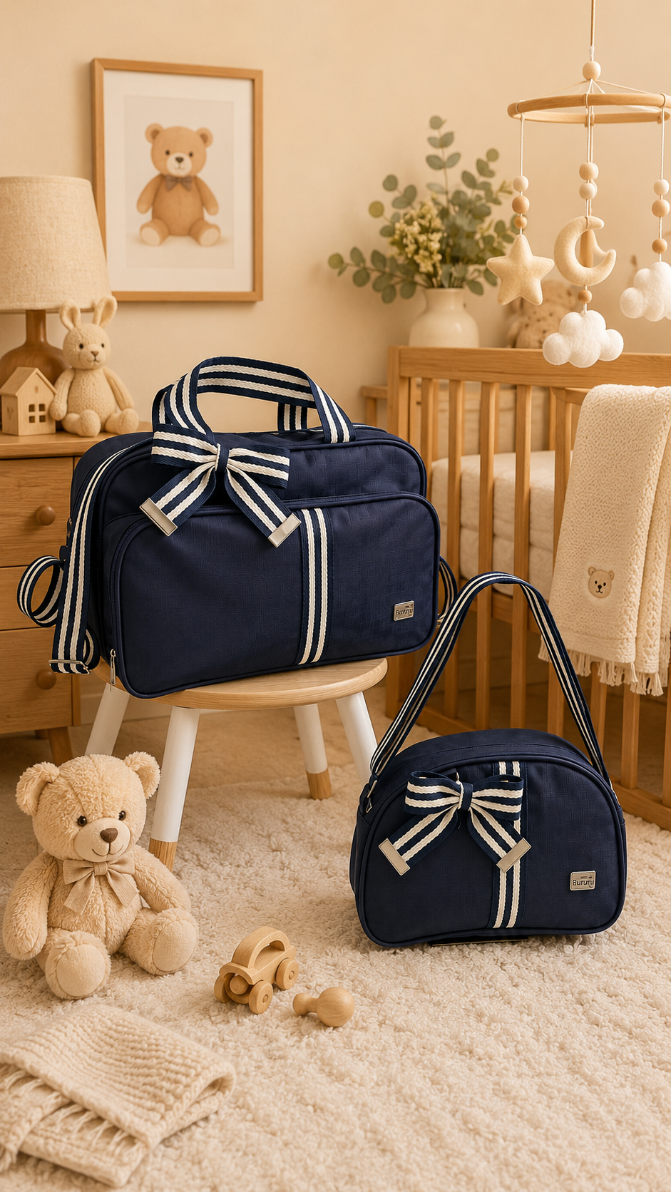 Bolsa de Maternidade Delta Listra Azul Marinho