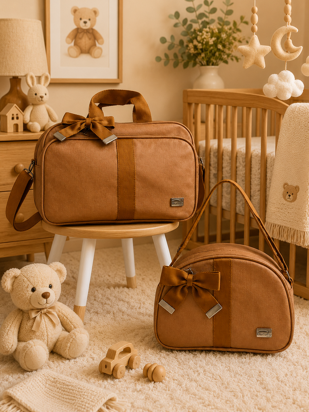 Bolso de Maternidad Delta Liso Marrón