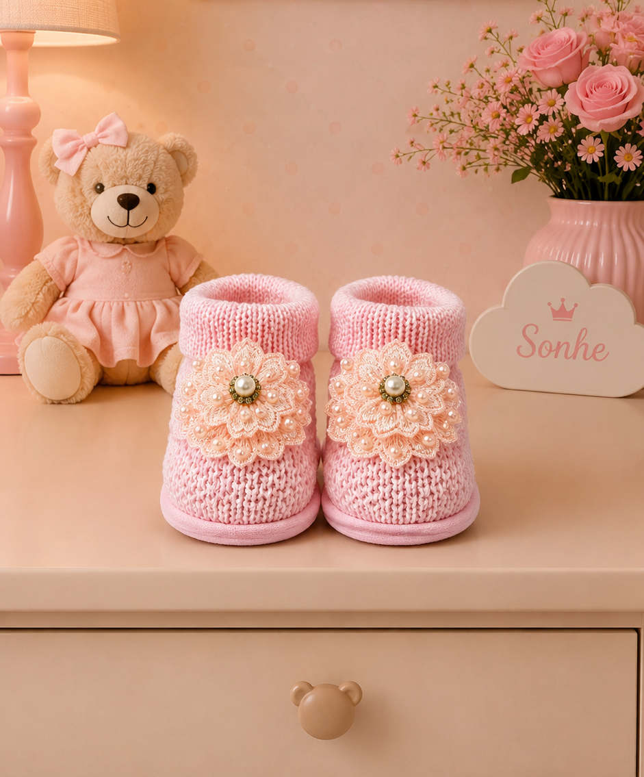 Kit sapatinho e Laçinho Rosa