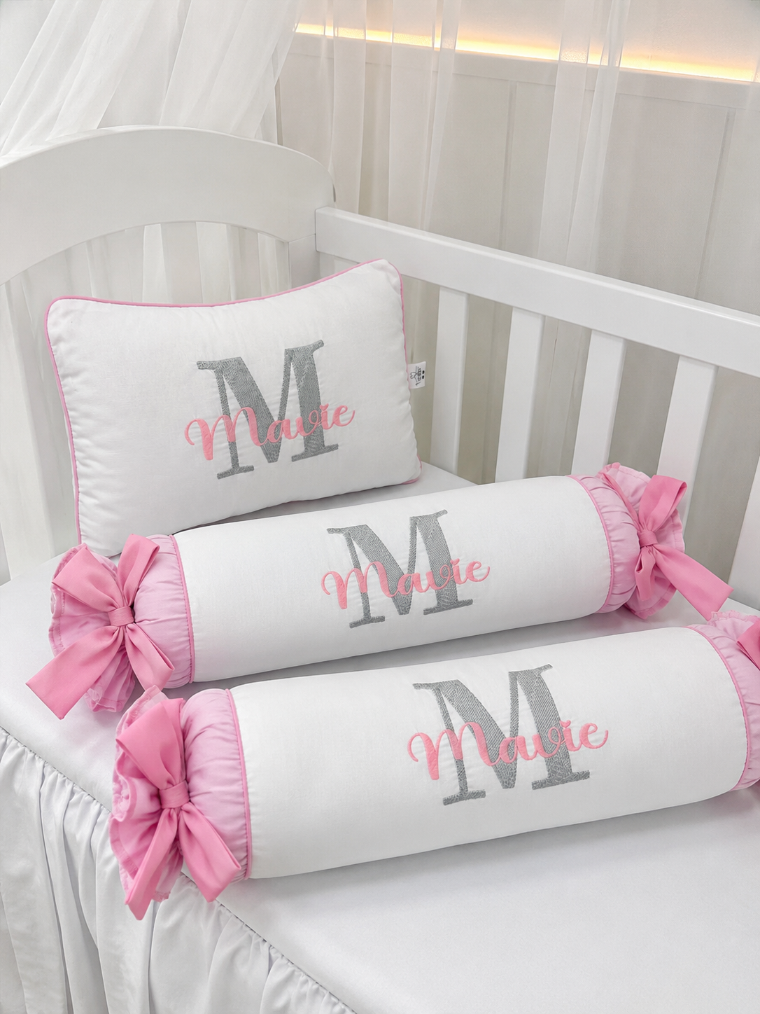 Kit de Berço Personalizado almofada com cotonetes