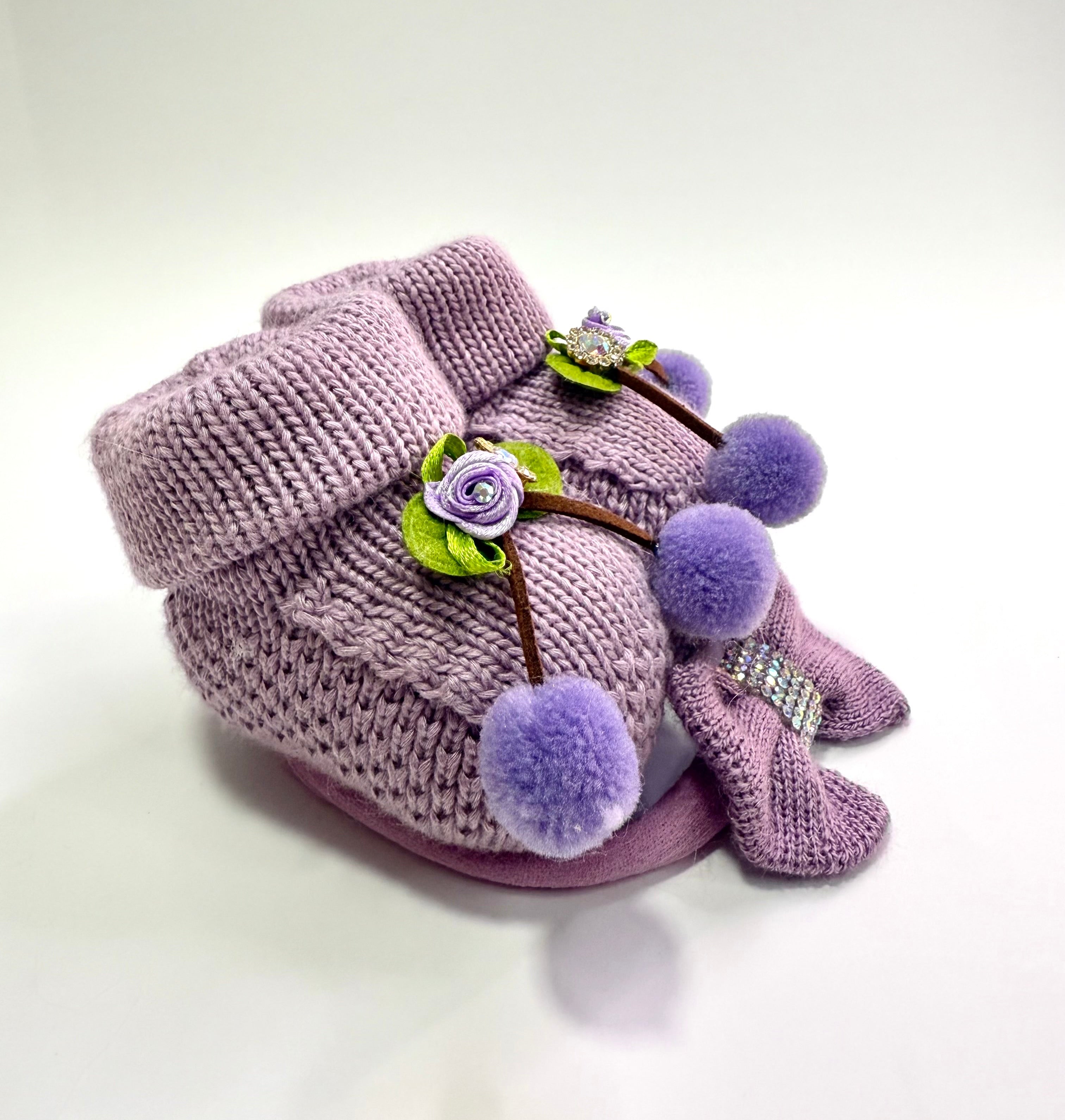 Kit Sapatinho+Lacinho Pompom