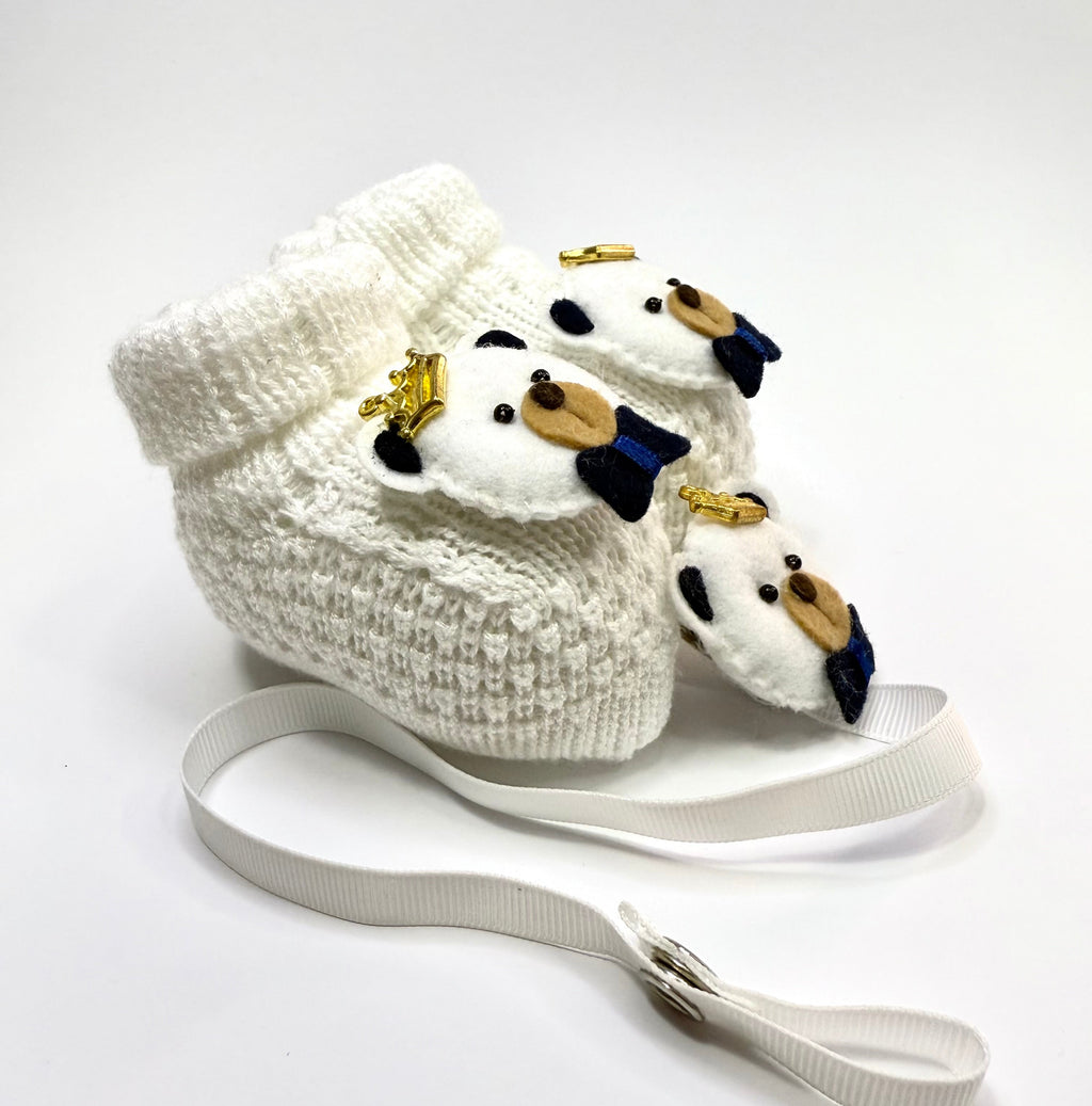 Kit Sapatinho+Prendedor Urso Coroa