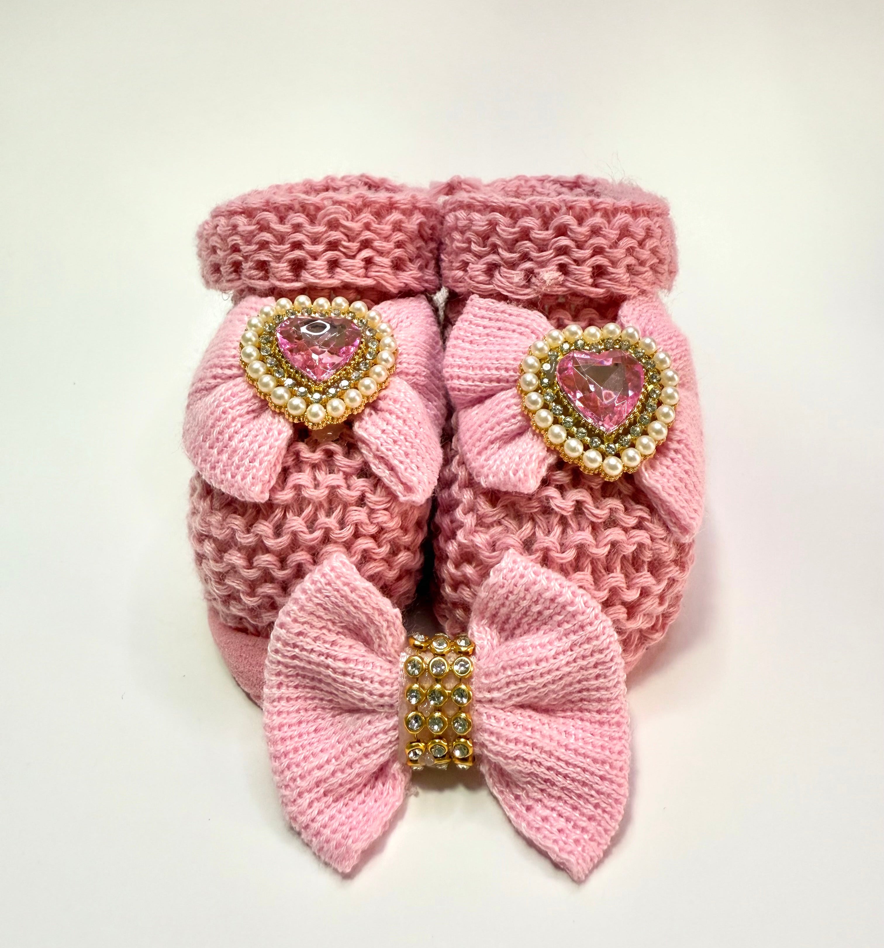Kit Sapatinho+Lacinho Rosa Pedraria